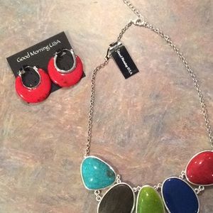 Colorful Necklace & marching earrings.